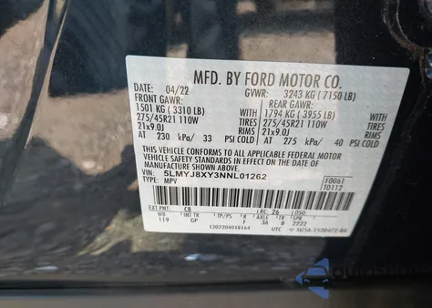 2022 Lincoln Aviator Grand Touring from USA, damaged, VIN 5LMYJ8XY3NNL01262